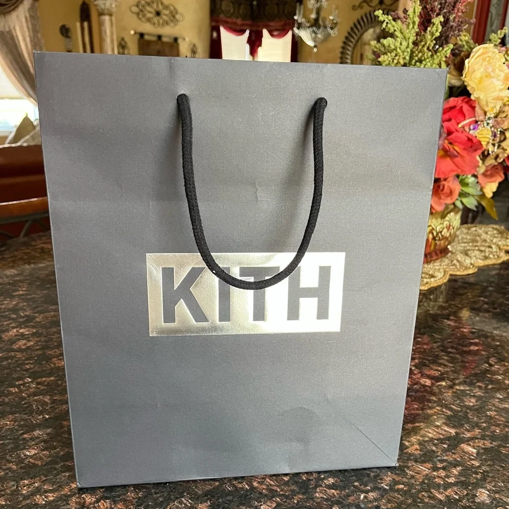 KITH Black Paper Shopper’s Bag With Metallic Silver Block Lettering